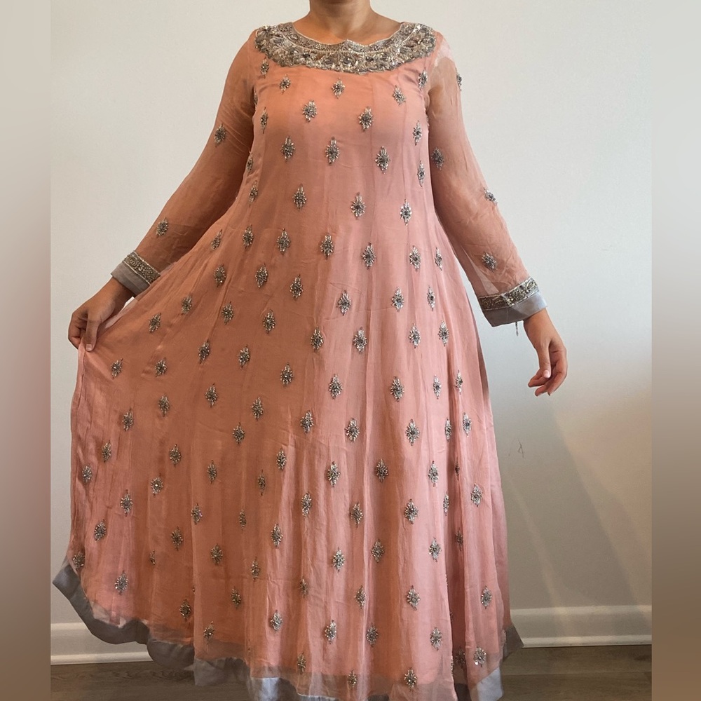 Pink Long Sleeve Sundress with Bishop Sleeves